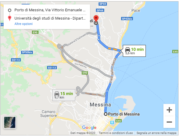 Mappa centro specializzato universitario IAA Messin